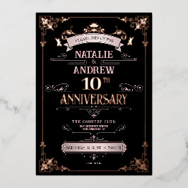 ローズゴールドとブラックのエレガント 箔招待状