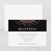 ローズゴールドとブラック、エレガントな飾り付きのウェディング 招待状 (正面/裏面)
