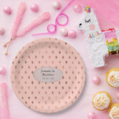 ローズゴールドとブラッシュのダイヤモンド模様のウェディング ペーパープレート (パーティー)