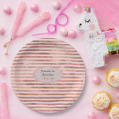 ローズゴールドとブラッシュのフォイルストライプ ウェディング ペーパープレート (パーティー)