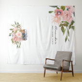 ローズゴールドとブラッシュピンクのブライダルシャワー フォトブース タペストリー (インサイチュ(横))