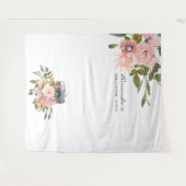 ローズゴールドとブラッシュピンクのブライダルシャワー フォトブース タペストリー (正面(横))