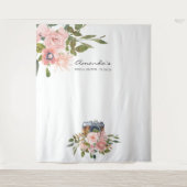 ローズゴールドとブラッシュピンクのブライダルシャワー フォトブース タペストリー (正面)