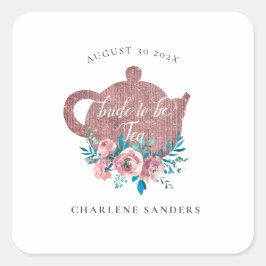 ローズゴールドと明るいアクア ブライダルティー スクエアシール