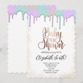 ローズゴールドと虹色の星のベビーシャワー招待状 招待状 (正面/裏面)