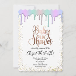 ローズゴールドと虹色の星のベビーシャワー招待状 招待状