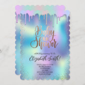 ローズゴールドと虹色の星のベビーシャワー招待状 招待状 (正面/裏面)