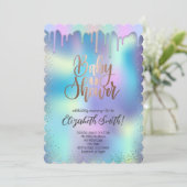 ローズゴールドと虹色の星のベビーシャワー招待状 招待状 (スタンド正面)