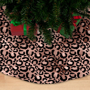 ローズゴールドと黒豹のスポット ブラッシュドポリエステルツリースカート