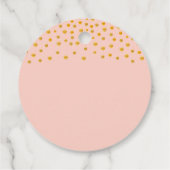 ローズゴールドにゴールドのコンフェッティ フェイバータグ (裏面)