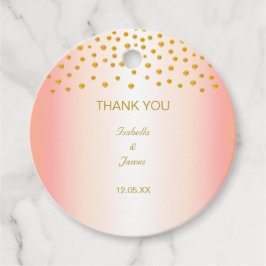 ローズゴールドにゴールドのコンフェッティ フェイバータグ