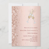 ローズゴールドのお祝い ラグジュアリーな誕生日 招待状 (正面)