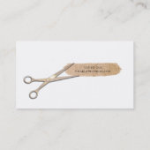 ローズゴールドのはさみ　ピーチグリッター　シックなヘアスタイリスト 名刺 (裏面)