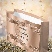 ローズゴールドのアゲートジオードのブライズメイド ラージペーパーバッグ