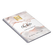 ローズゴールドのアゲートロゴモノグラムエレガントビジネス ノートブック (右側)