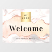 ローズゴールドのアゲート大理石のビジネスロゴ歓迎 ウィンドウサイン (シート)