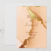 ローズゴールドのインクを使ったエステティックでおしゃれな結婚式の招待状 招待状 (正面/裏面)