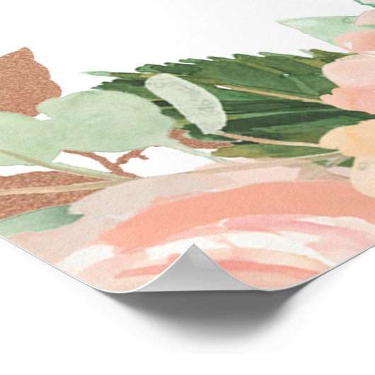 ローズゴールドのウェディングシャワー写真撮影フレーム ポスター (角)