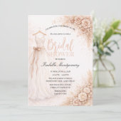 ローズゴールドのウェディングパーティードレス ブライダルシャワー 招待状 (スタンド正面)