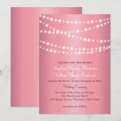 ローズゴールドのウェディング 招待状にエレガントなストリングライト 招待状 (正面/裏面)