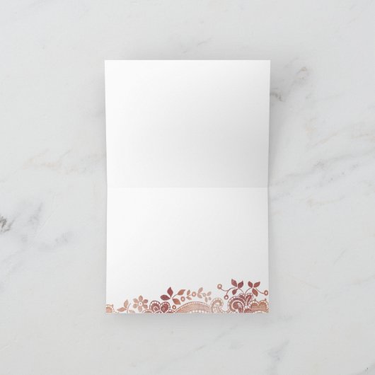 ローズゴールドのエレガントなヴィンテージ ラッセルのウェディング サンクス サンキューカード (内部)