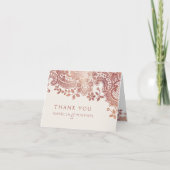 ローズゴールドのエレガントなヴィンテージ ラッセルのウェディング サンクス サンキューカード (正面)