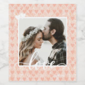 ローズゴールドのオリジナル写真ラブハートを追加 ワインラベル (シングルラベル)