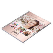 ローズゴールドのカスタム写真コラージュ ノートブック (左側)