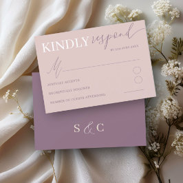 ローズゴールドのカリグラフィーが華やかな結婚式RSVP 出欠カード