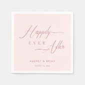ローズゴールドのカリグラフィーで"Happily Ever After" スタンダードカクテルナプキン (正面)