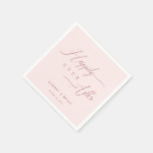 ローズゴールドのカリグラフィーで"Happily Ever After" スタンダードカクテルナプキン (角)