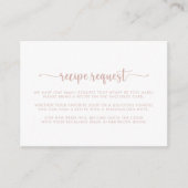 ローズゴールドのカリグラフィー結婚式のレシピリクエストカード エンクロージャーカード (正面)