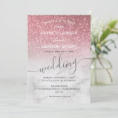 ローズゴールドのガーリーなグリッター モダンマーブル 招待状 (スタンド正面)