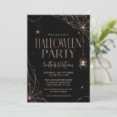 ローズゴールドのクモの巣 ハロウィンパーティー 招待状 (スタンド正面)