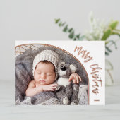 ローズゴールドのクリスマススクリプト 箔シーズンカード (立ち正面)