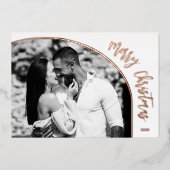 ローズゴールドのクリスマススクリプト 箔シーズンカード (正面)