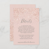 ローズゴールドのグリッターがかったバーガンディピンクとグレーの結婚式のディテール エンクロージャーカード (正面/裏面)