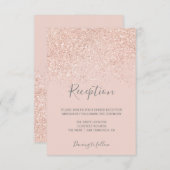 ローズゴールドのグリッターがかったピンクのエレガントな受付 エンクロージャーカード (正面/裏面)