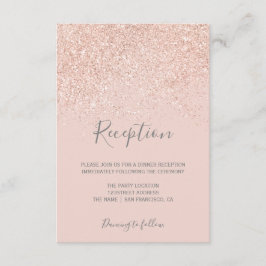 ローズゴールドのグリッターがかった淡いピンクのエレガントな披露宴 エンクロージャーカード