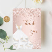 ローズゴールドのグリッターが付いたドレスの華やかな感謝カード サンキューカード