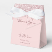 ローズゴールドのグリッターが垂れるビジネスQRコード フェイバーボックス (正面サイド)