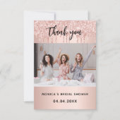 ローズゴールドのグリッターが滴る ブライダルシャワーの写真 サンキューカード (正面)