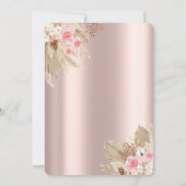 ローズゴールドのグリッターが煌くドレスと花のキンセアニエラ 招待状 (裏面)