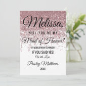 ローズゴールドのグリッターが煌くホワイト メイドオブオナー 招待状 (スタンド正面)