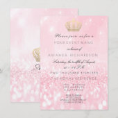 ローズゴールドのグリッターが輝くクラウンモノグラムのプリンセス風ウェディングデザイン

パステル 招待状 (正面/裏面)