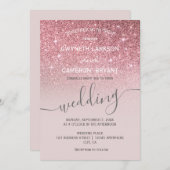 ローズゴールドのグリッターとグレーのトーンの招待状 招待状 (正面/裏面)