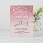 ローズゴールドのグリッターとグレートーンの招待状 招待状 (スタンド正面)