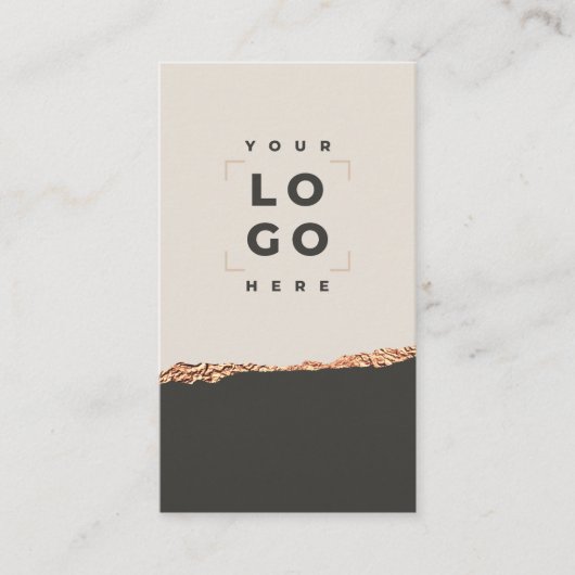 ローズゴールドのグリッターとブラックのモダンなギフト証明書 名刺 (正面)