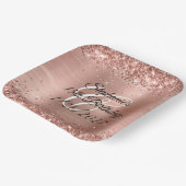 ローズゴールドのグリッターとホイル 15歳の誕生日 ペーパープレート (傾斜あり)