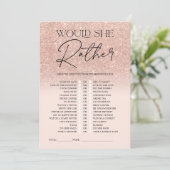 ローズゴールドのグリッターオンブレピンクでとっても花嫁ゲーム 招待状 (スタンド正面)